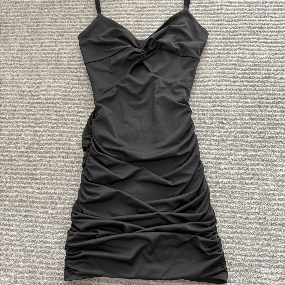 Elegant Black Ruched Dress